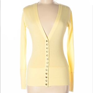 Yellow Cardigan with gold button detail